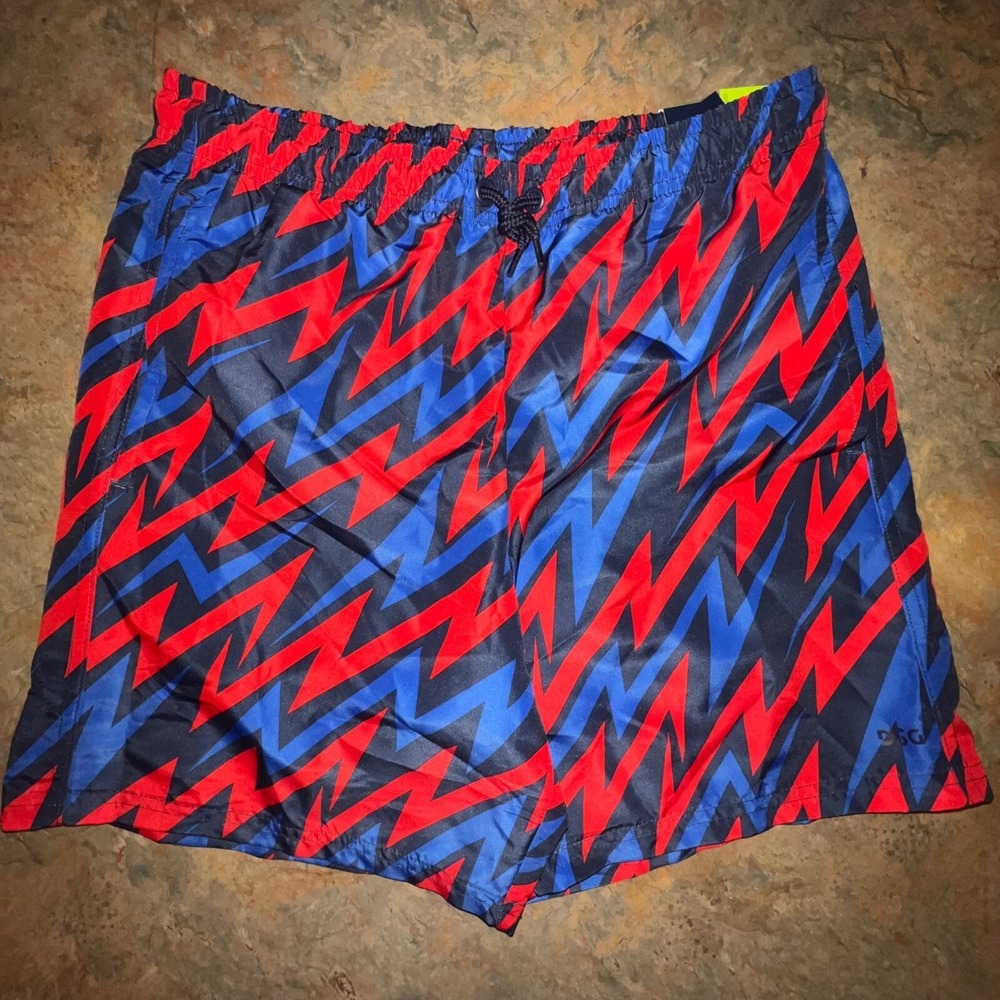DSG Youth Athletic‎ Fit Train Shorts, Large, Red & Blue Zigzag Pattern